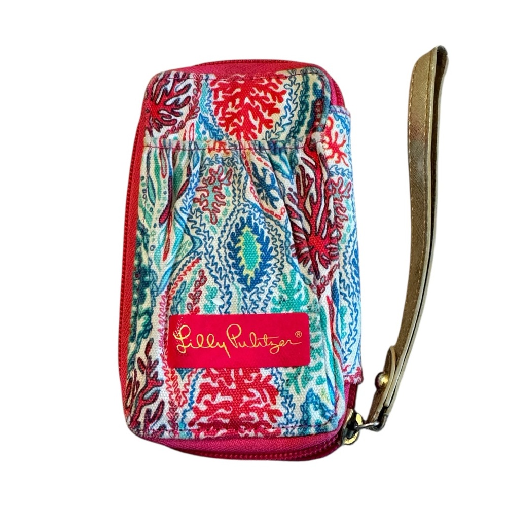 Lilly Pulitzer Coral Reef Wristlet with Gold Strap